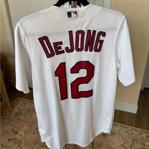 Majestic White DeJong #12 Baseball Jersey